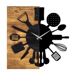 Wallity Reloj de Pared Decorativo de Madera Nogal y Negro